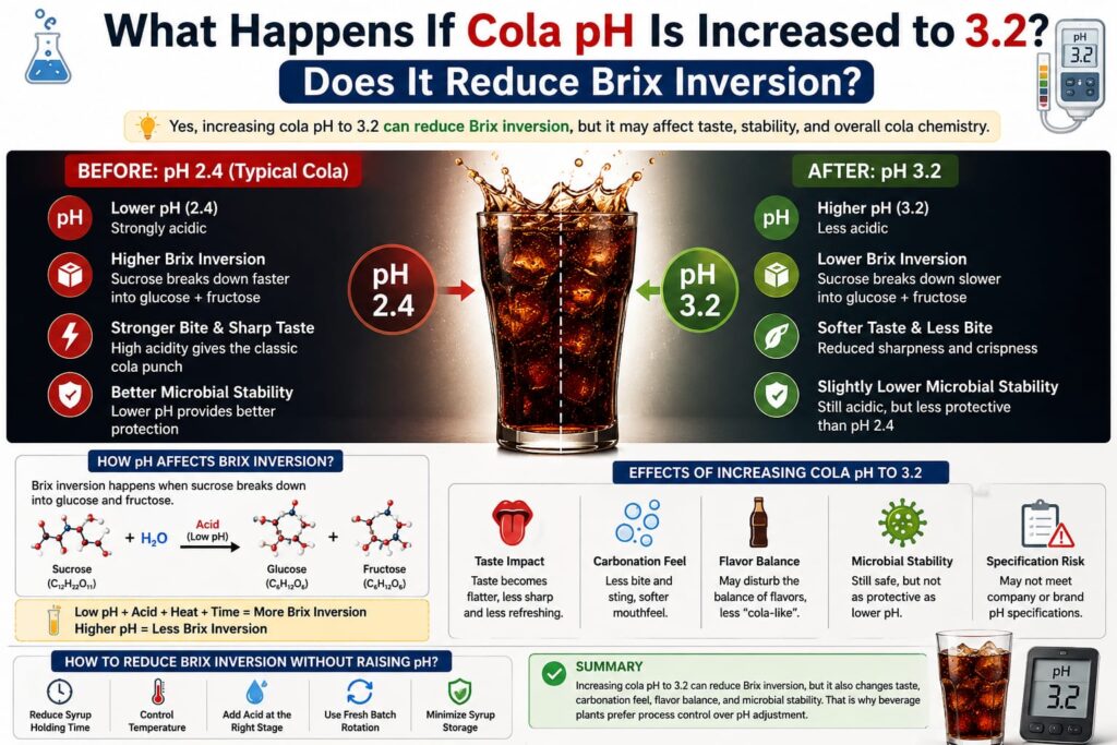 If Cola pH Is Increased to 3.2? Does It Reduce Brix Inversion